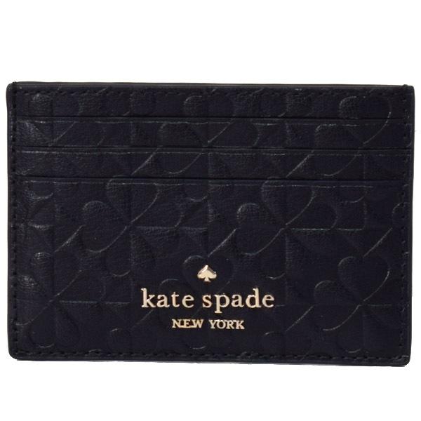 ケイトスペード カードケース katespade レザー ホリー スペード クローバー ジオ エンボス 型押し スリム 名刺入れ 定期入れ パスケース ブラック WLRU6154｜pike-st