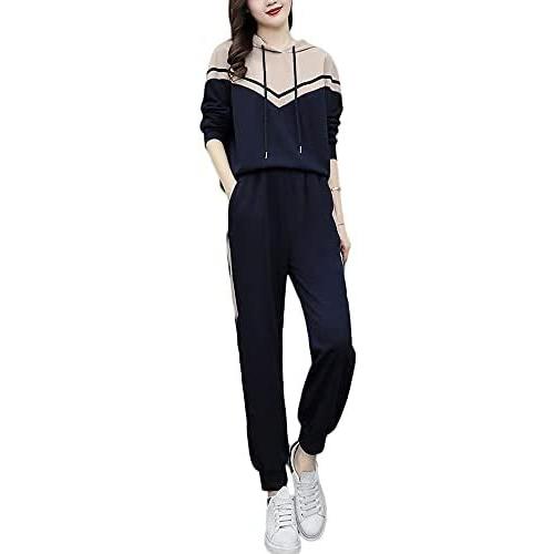セットアップ レディース ジャージ 上下 2点 セット 秋 冬 春 パーカー 長袖 スウェット スポーツウェア ルームウェア ネイビー Xl 人気 沸騰ブラドン