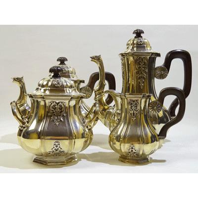 アンティーク ヴィンテージ 赤と金のティーポットとクリーマーセット オールド名古屋製陶所 名陶 メイトー 戦前 金盛花文ティーポット