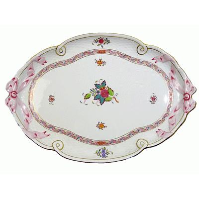 ヘレンド（HEREND） アポニーフラワー パーティー(モカ)トレイ40.5cm