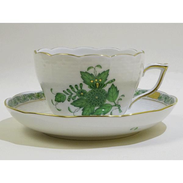 ヘレンドアポニーグリーンカップソーサーシュガーポットクリーマー