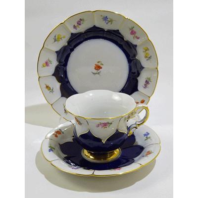 マイセン (アウトレット)マイセン Bフォーム 宮廷小花トリオ(コバルト