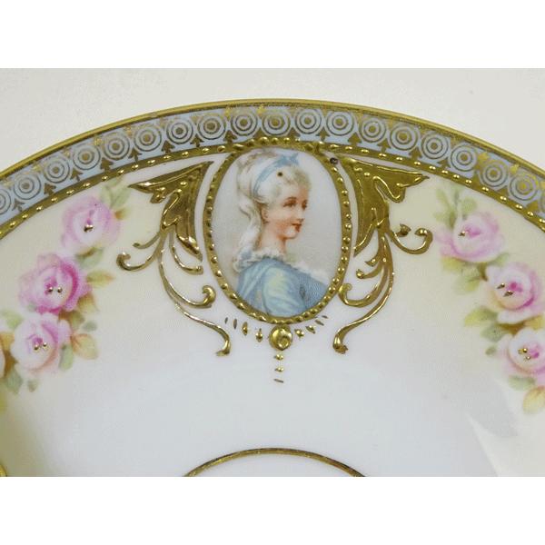 マリーアントワネット風ロココ調名品/肖像画カップソーサー