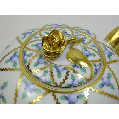 ヘレンド（HEREND） セーブル風金彩小薔薇 ティーポット(ブルー
