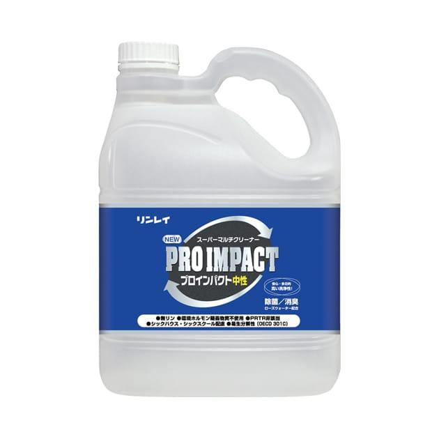 NEWプロインパクト中性(4L×3本入) 強力安心多目的中性洗剤 リンレイ 送料無料 業務用洗剤 エコボトル 素材を傷めない 植物系界面活性剤 天然バラエキス | 