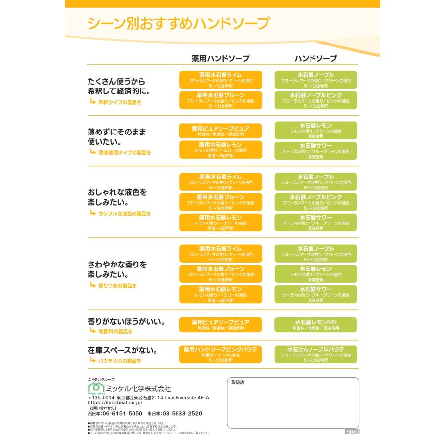水石鹸ノーブル18L 希釈使用(5〜10倍) ハンドソープ ミッケル化学(旧：ユーホーニイタカ) 業務用洗剤 フローラルブーケの香り 液色ブルーグリーン 石鹸カス防止 |  | 03