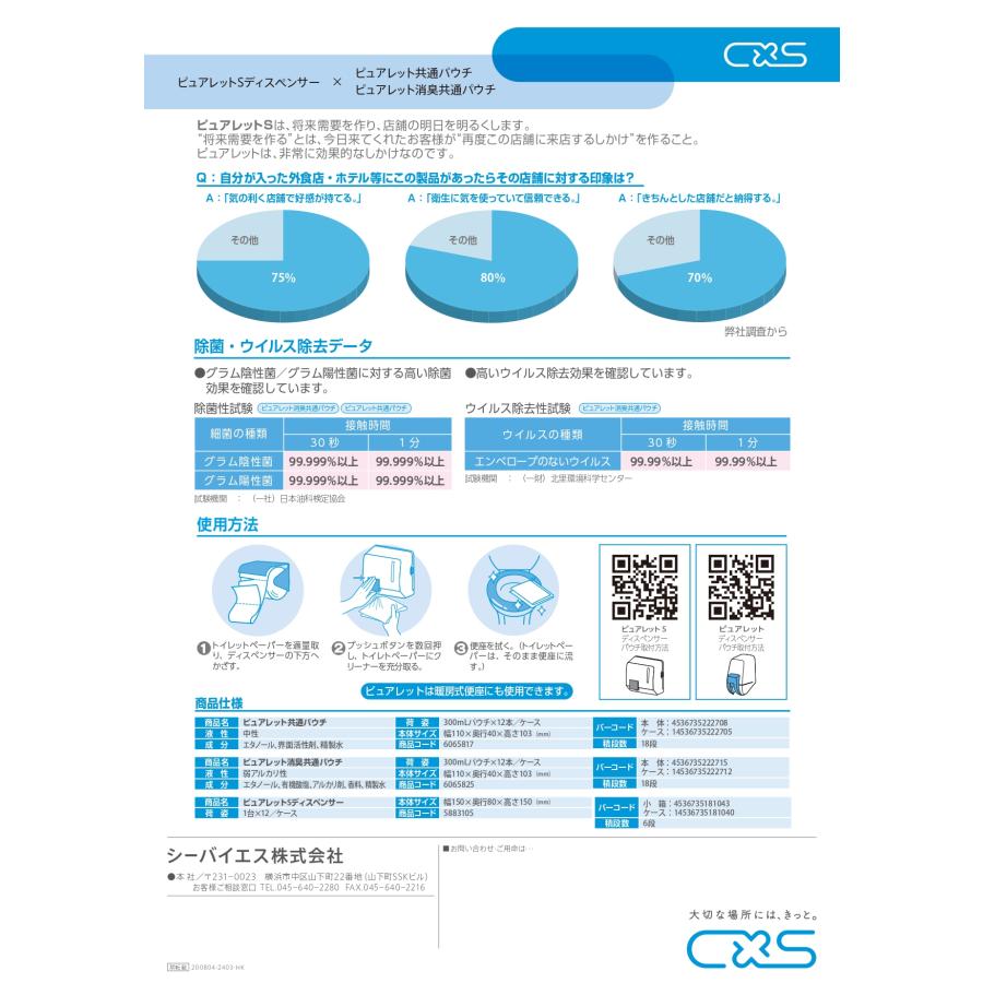 ピュアレット共通パウチ    300ml×12 送料無料　C×S シーバイエス　業務用洗剤 |  | 02