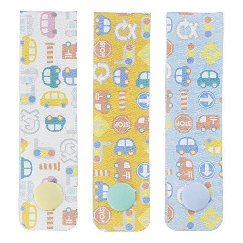 ゆにねーむ お名前スナップタグ 幅18mm 長さ140mm くるま 綿100 3色セット Ajun 01 高額売筋