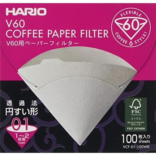 【お買得】 5周年記念イベントが HARIO V60用ペーパーフィルターW100枚箱入り-01WK 白