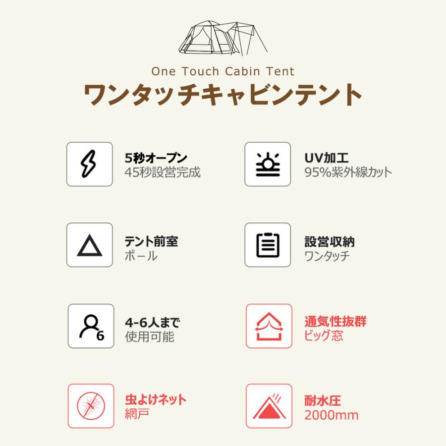テント ワンタッチ 4~6人用 大型 キャンプ 簡単 キャンプ防水 テント ワンタッチ 4~6人用 大型 キャンプ 簡単 キャンプ防水