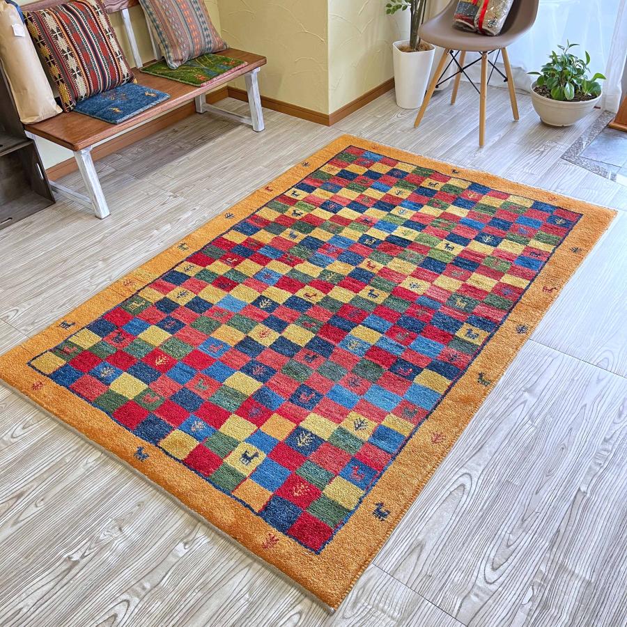 展示品イランシラーズギャッベギャベウール絨毯カーペット高級