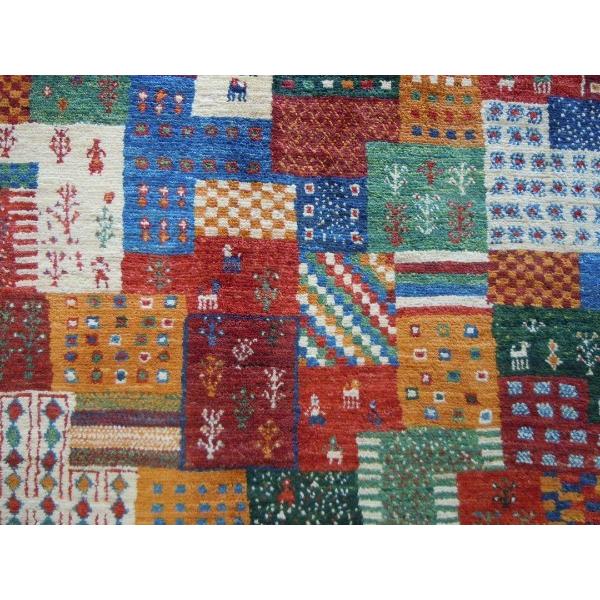 ギャッベ　ペルシャ絨毯　カシュクリ　ラグ　シラーズ産　手織り　　Ｇ-1334 【Durable】