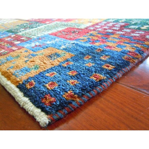 ギャッベ　ペルシャ絨毯　カシュクリ　ラグ　シラーズ産　手織り　　Ｇ-1334 【Durable】