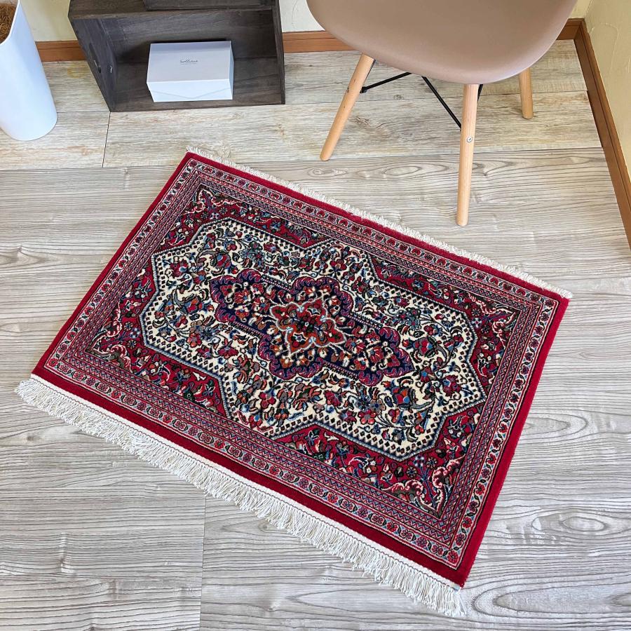 ペルシャ絨毯 イラン クム産 玄関マット 手織り草木染め Ｗ-253 マット