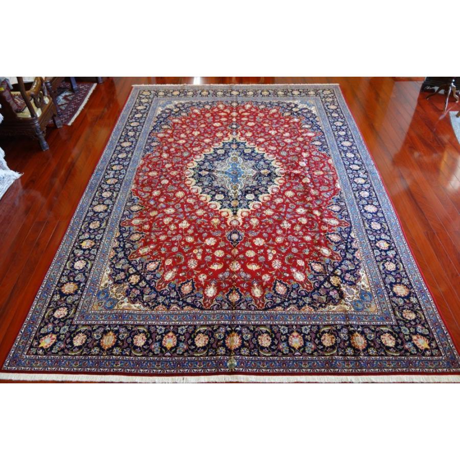 ペルシャ絨毯 ウール&シルク カシャン産 手織り 225×140cm