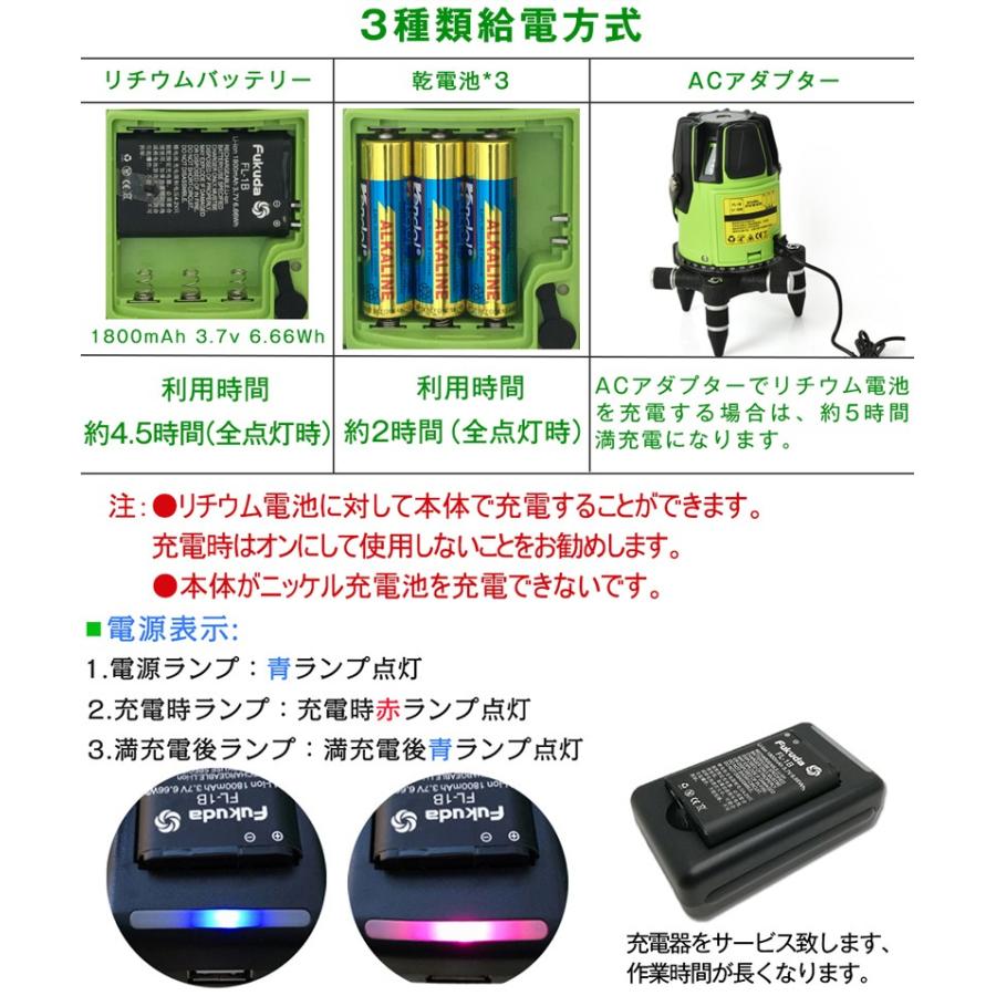 FUKUDA|フクダ 5ライン グリーンレーザー墨出し器+受光器セット EK-400GJ 4垂直・1水平 6ドット レーザーレベル/ 墨出器 /水平器/｜pingan｜04