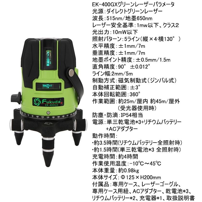 FUKUDA|フクダ 5ライン ダイレクトグリーンレーザー墨出し器+ FUKUDA|フクダ 5ライン ダイレクトグリーンレーザー墨出し器+