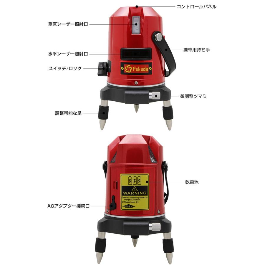 FUKUDA 5ライン レーザー墨出し器+受光器+エレベーター三脚セット EK