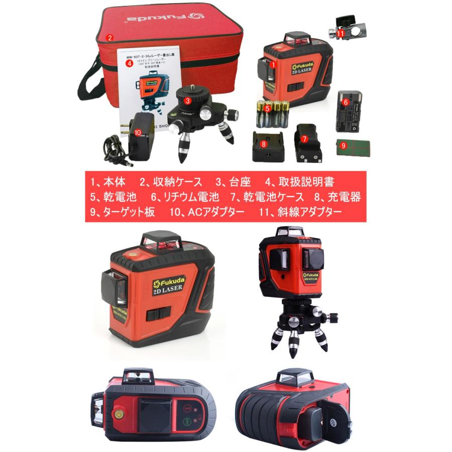 Fukuda 360° フルラインレーザー墨出し器+受光器+エレベーター