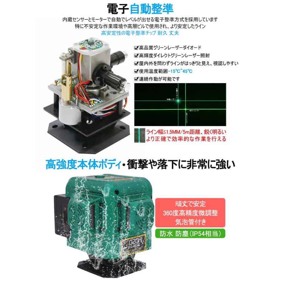 SOZOKI 360°フルライン電子整準グリーンレーザー墨出し器 SLQ-AR3GE 高