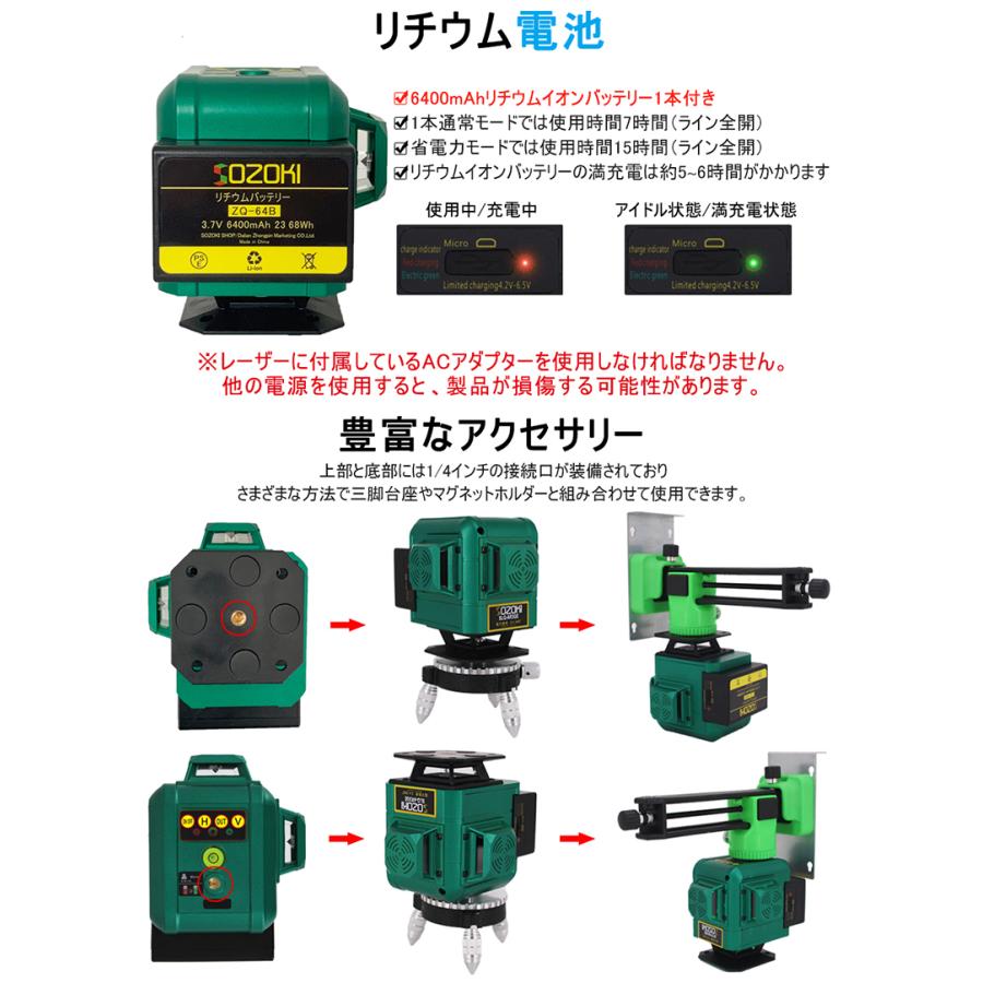 SOZOKI 360°フルライン電子整準グリーンレーザー墨出し器 SLQ SOZOKI 360°フルライン電子整準グリーンレーザー墨出し器 SLQ