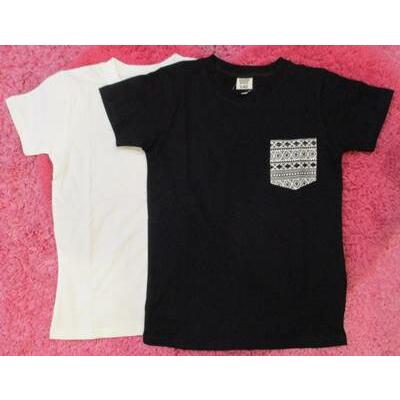 ☆【郵便(クリックポスト)対応】SHORH KIDS 子供服 キッズ エスニックポケット 半袖Tシャツ アイボリー ブラック 140 150ｃｍ（04-7954）｜pink-hearts