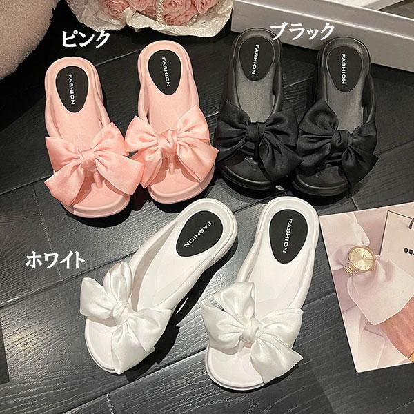 ビーチサンダル リボン飾り トングサンダル 厚底 滑り止めサンダル