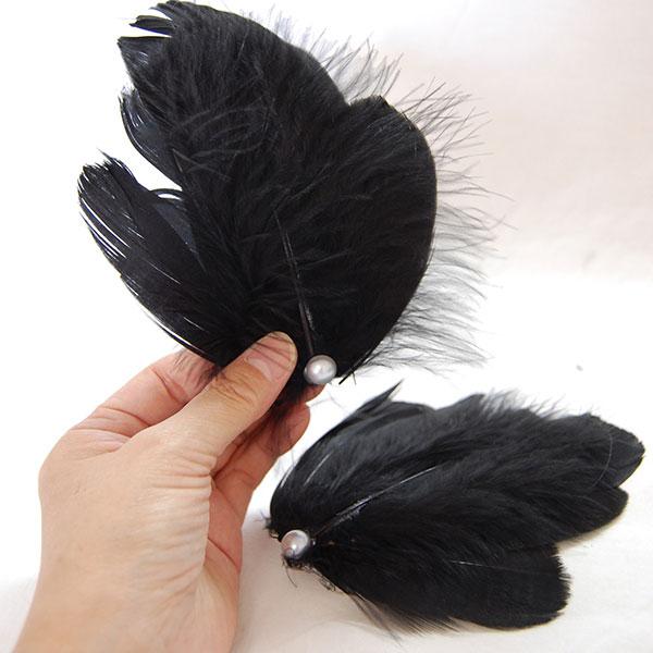 ヘアピン フェザー 2点セット 水鳥 羽根 バレリーナ 髪飾り 白鳥の湖