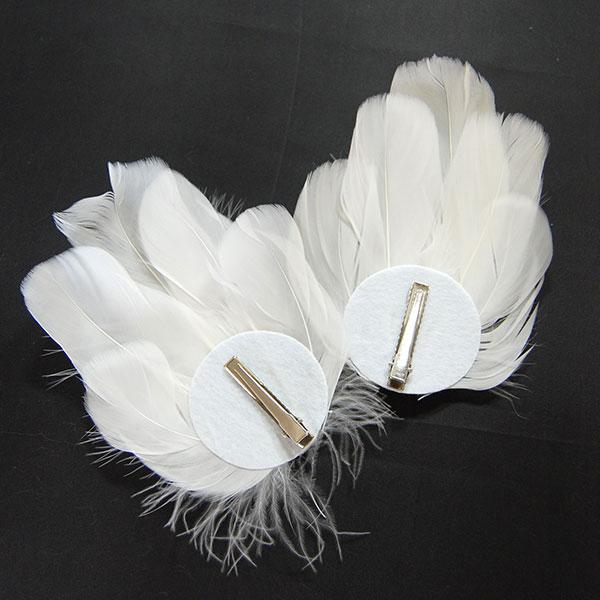 ヘアピン フェザー 2点セット 水鳥 羽根 バレリーナ 髪飾り 白鳥の湖