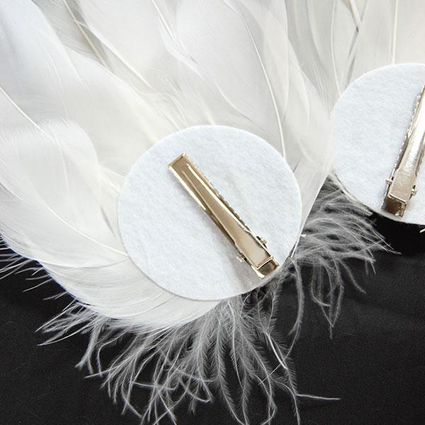 ヘアピン フェザー 2点セット 水鳥 羽根 バレリーナ 髪飾り 白鳥の湖