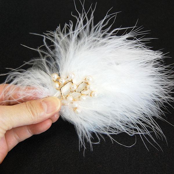 ヘアピン フェザー 2点セット 水鳥 羽根 バレリーナ 髪飾り クリップ