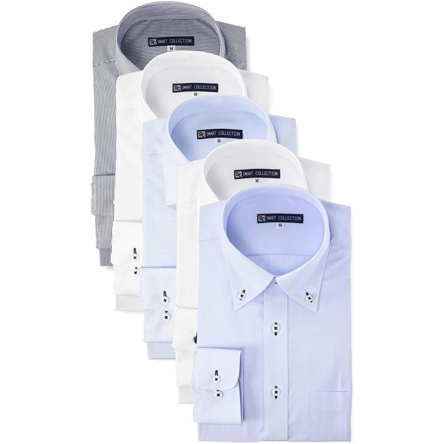 スマートコレクション シャツ アイリスプラザ 形態安定ワイシャツ 5枚セット 選べるデザイン メンズ BWT5-LLMX 03 白・水色｜pink-store｜04