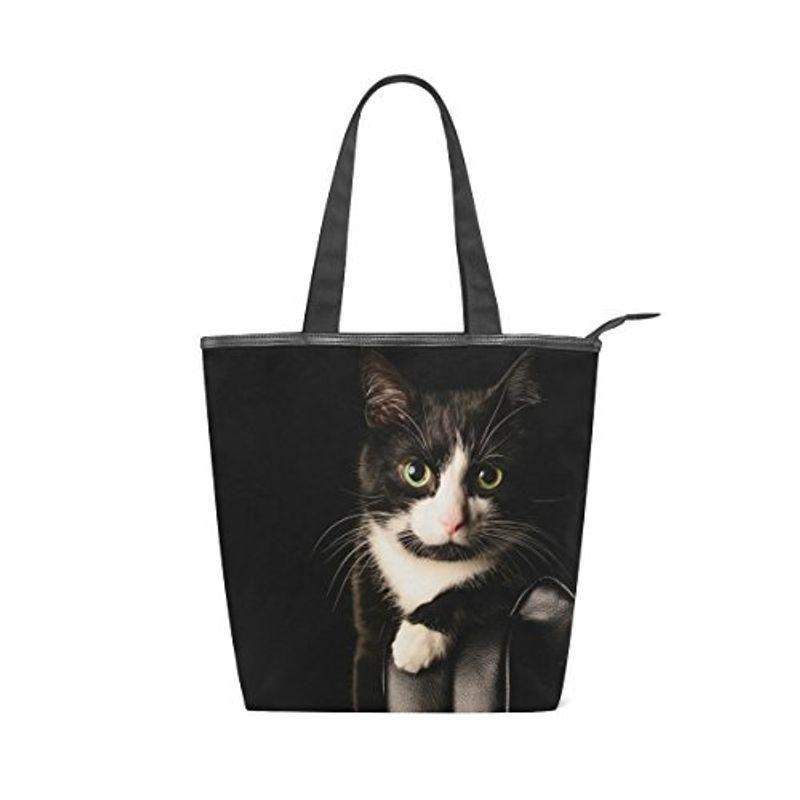 世界の人気ブランド Vawa トートバッグ キャンバスバッグ かわいい 猫柄 面白い 黒い猫 ハンドバッグ レディース 大容量 2way サブバッグ 多機能バッ Wantannas Go Id