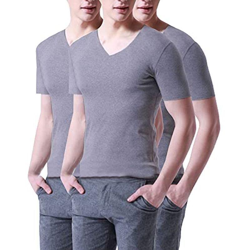 メンズ インナー クール ドライ シームレス Vネック シャツ ストレッチ 冷感 吸汗 速乾 男性 肌着 下着 3枚組 タンクトップ ルーム 人気大割引