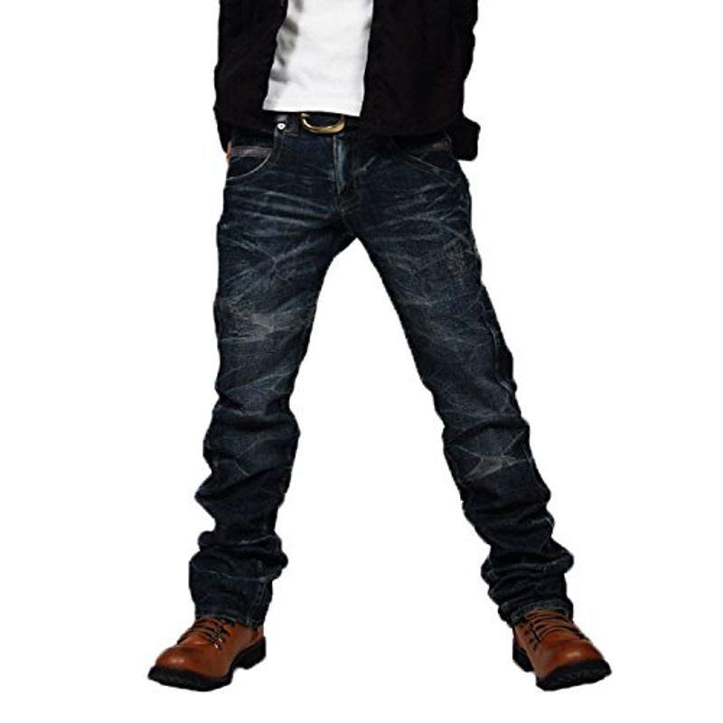 ワインレッドステッチ ストレートデニムパンツ ジーンズ メンズ Xxxlサイズ ネイビー Rad Co Th