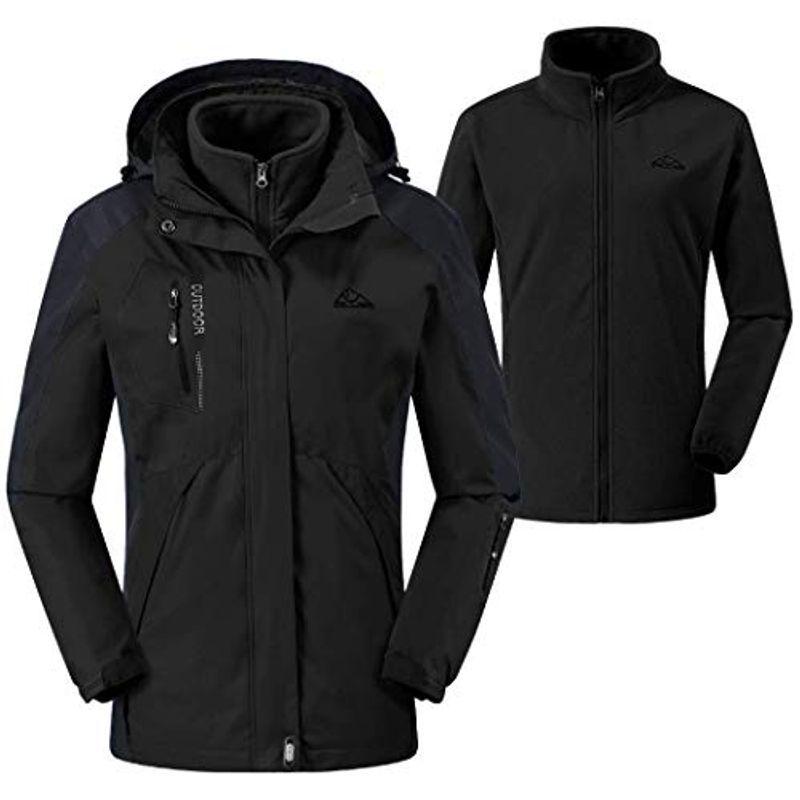 Gopune レディース アウトドア ジャケット 裏フリース マウンテンパーカー ウインドブレーカー アウターウェア 3in1コート 登山服 60 以上節約