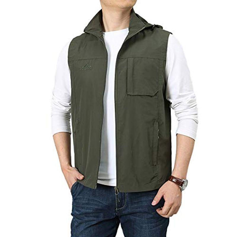 アウトドアベスト メンズ 裏メッシュ フード 薄手 ベスト カメラマン 春 夏 大き 撮影 本物の 登山 軽量 フィッシング 釣り 撥水 多機能 秋