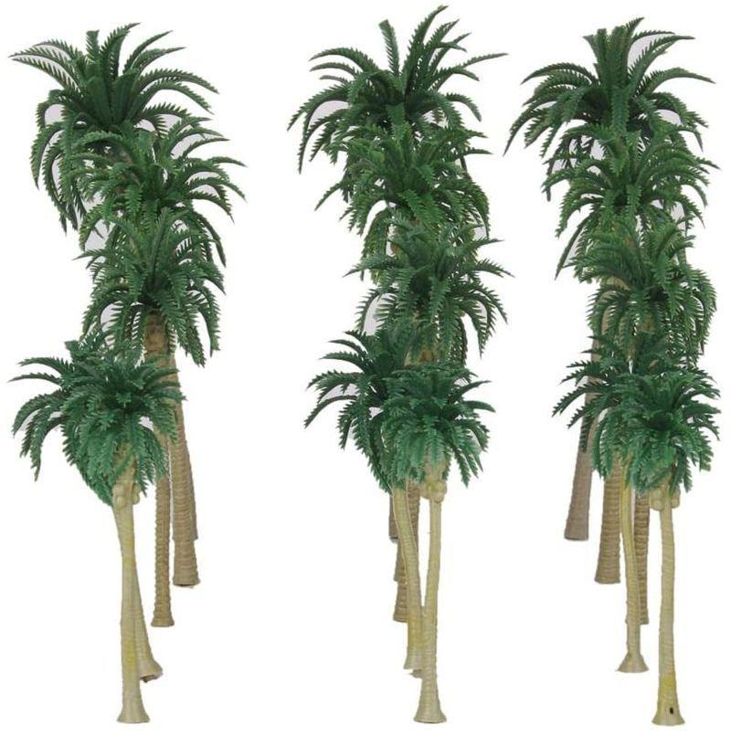 Pink Storeノーブランド品鉄道模型 箱庭用 ストラクチャー プラスチック製 風景 椰子の木 5サイズミックス 7 16cm 鉄道 15本