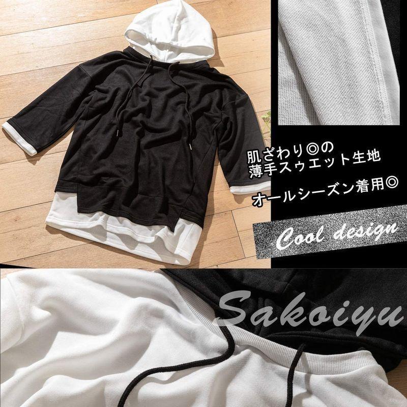 74 Off サコイユ 2カラー レイヤード風 パーカー 7分袖 スエット トップス プルオーバー 男性服 男 おとこ 男子 高校生 中学生 ファッション Supplystudies Com