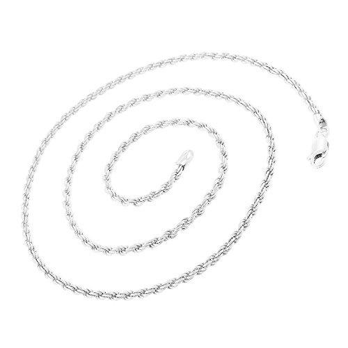 ITProLux ? ソリッド925イタリア2.5mmロープダイヤモンドカット編組リンク ? スターリングシルバーツイストネックレスチェーン 16イン ITProLux ソリッド925イタリア2 5mmロープダイヤモンドカット編組リンク スターリングシルバーツイストネックレスチェーン Next Level Jewelry
