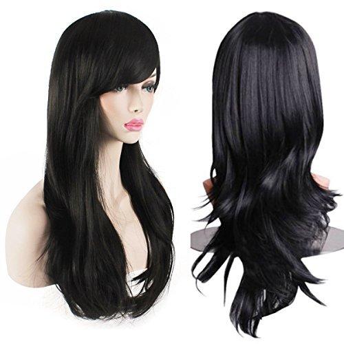 Black   AKStore Women s Heat Resistant 28-Inch 70cm Long Curly Hair Wig wit｜pinkcarat