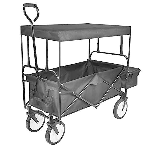 YSSOA Heavy Duty Folding Portable Hand Cart with Removable Canopy,   Whee