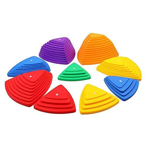 Houseables Balance Stepping Stones， 9 PCS， Plastic， Multicolor， Riverstones
