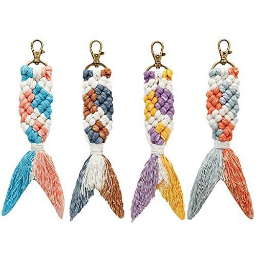 4 Pcs Little Mermaid Keyrings Macrame Keychains Kits Handcrafted Accessorie キーホルダー キーリング Ilgaimportadora Com