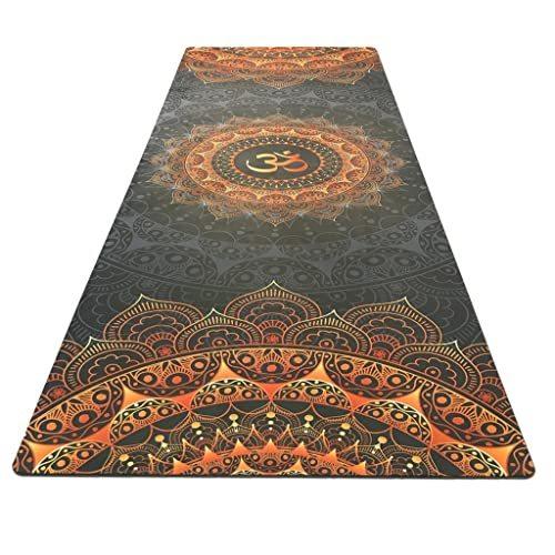 YFQHDD Dark Printing Yoga Fitness Mat Suede Rubber Health (Color   A, Size｜pinkcarat