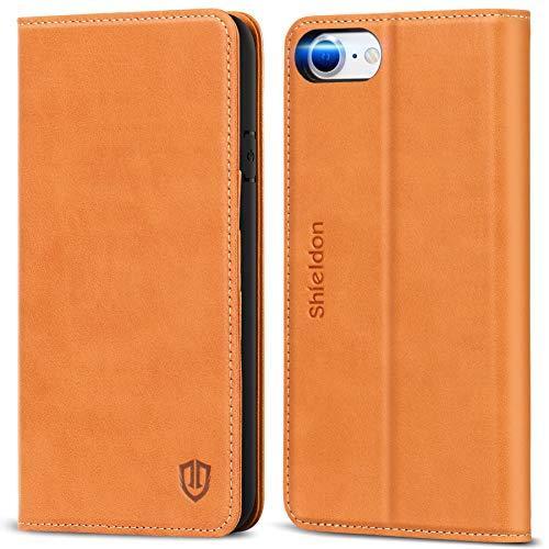 SHIELDON Wallet Case For IPhone SE 2022 5G 4.7", Genuine Leather