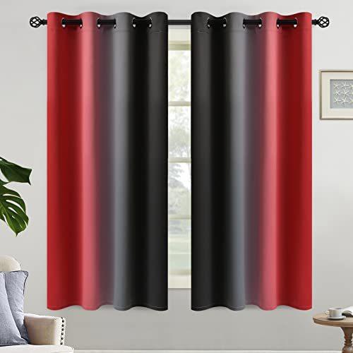 通販卸値 Yakamok Ombre Black and Red Curtains for Bedroom