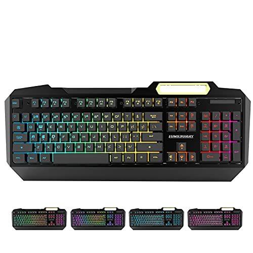 RGB LED Backlit Gaming Keyboard with Anti-ghosting， Light up Keys Multimedi