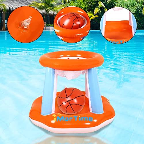 MorTime Inflatable Pool Volleyball Net & Pool Basketball Hoop, Floating Swi｜pinkcarat｜05