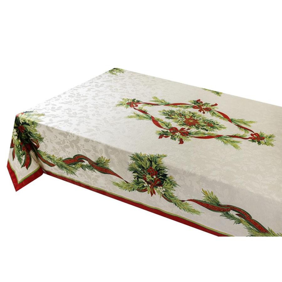 大人気再入荷 (52x70) - Benson Mills Christmas Ribbons Engineered Printed Fabric Tableclo